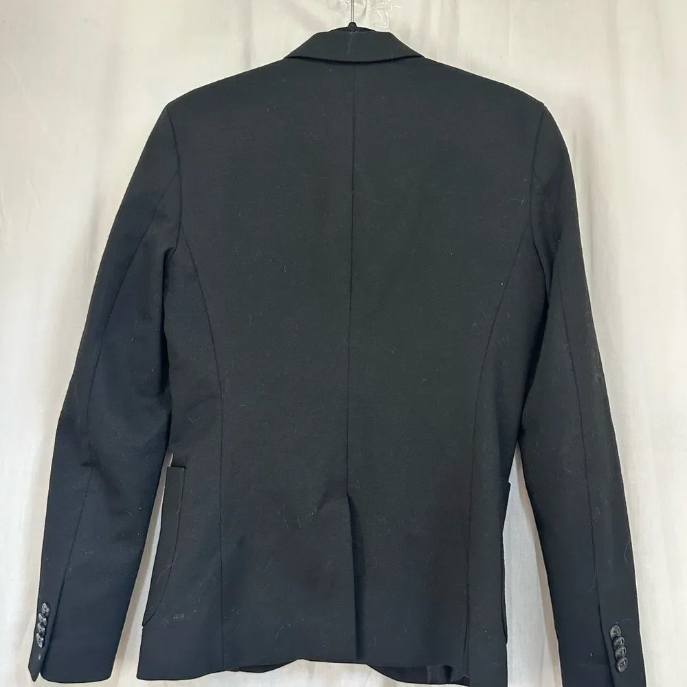 ZARA black two buttons embroidered pocket tailored slim fit blazer jacket S